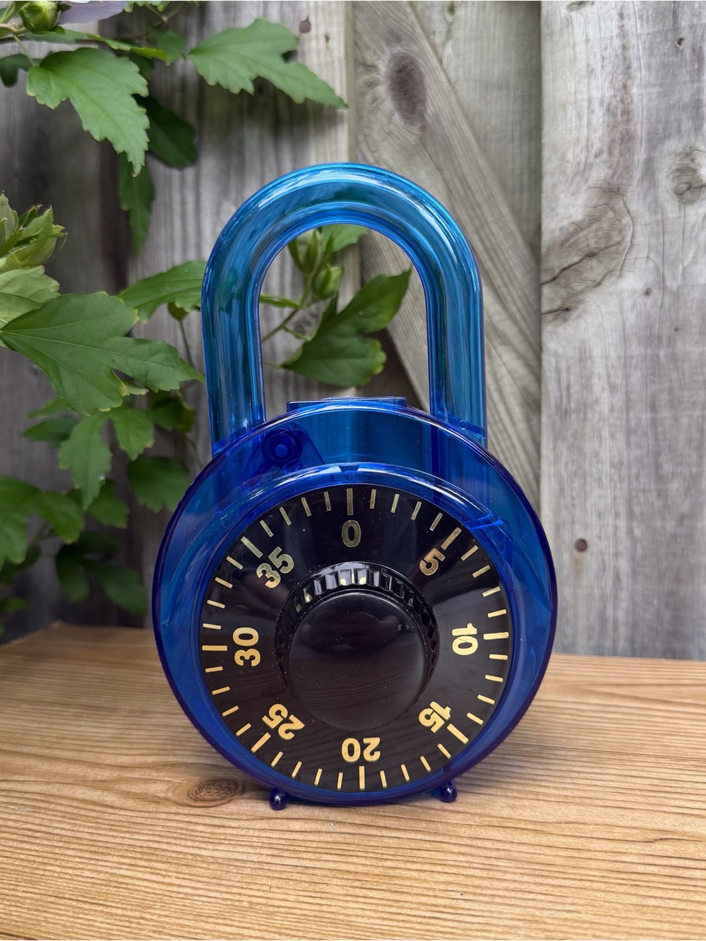 Vintage 1985 Combination Lock Coin Bank Blue Plastic Retro USA Made - Works